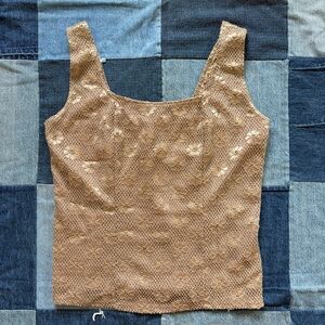 VTG nicola gold lace floral tank top made in usa size M